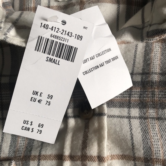 Abercrombie & Fitch Oversized Plaid Button Up Flannel Shirt Sz S - Picture 7 of 13